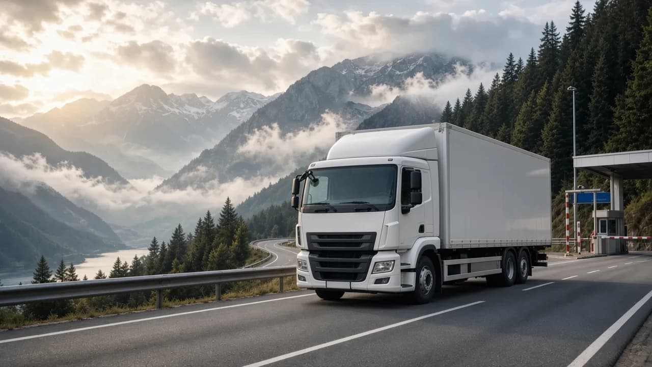 Umzugs-LKW auf einer österreichischen Alpenstraße